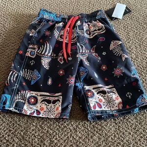 Wes And Willy Black Fishbone & Paisley Bathing Suit